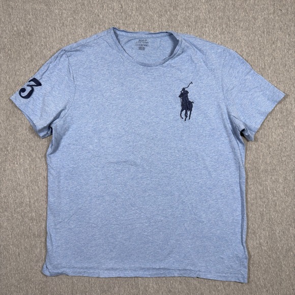 Polo Ralph Lauren Other - Polo Ralph Lauren Big Pony 3 Logo Shirt Men's XL Crew Neck Embroidered Blue Soft
